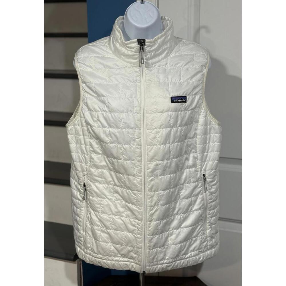 Women's Size Extra Large (XL) Patagonia Nano Puff White Full Zip Vest Jacket!